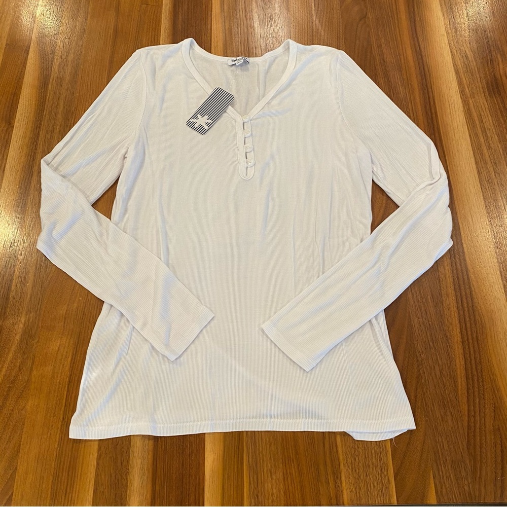 Splendid White Ribbed Tee - Picture 2 of 9